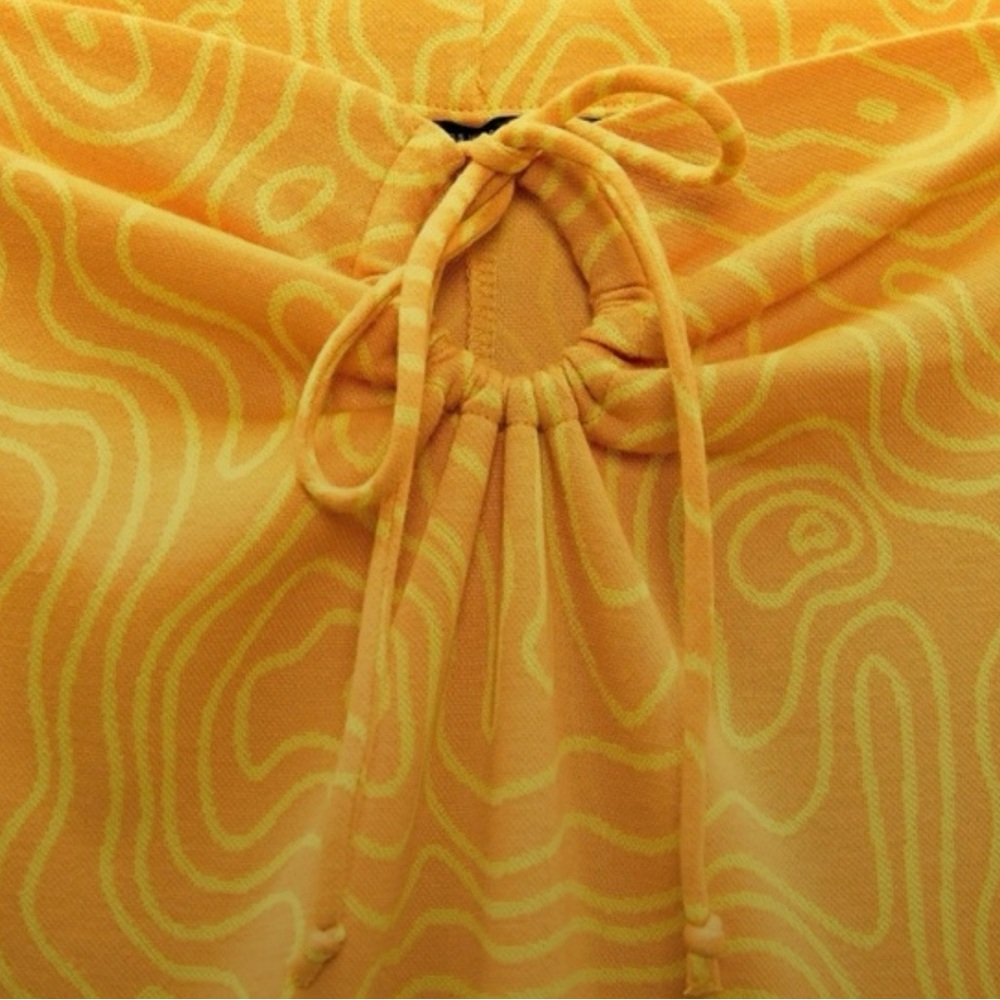 Zara Orange Abstract Printed Cutout Tie Waist Midi Skirt |M| - Picture 3 of 10